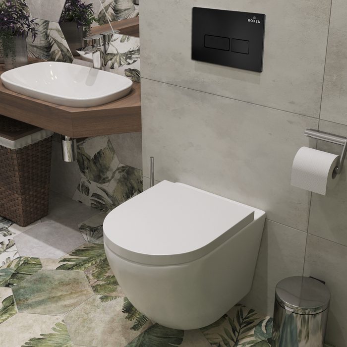 Комплект инсталляции Roxen StounFix Dual Fresh с унитазом Antares 530185-02 и кнопкой Caspia (чёрная/матовая), 579124 — изображение 3