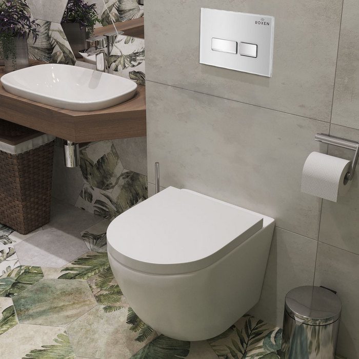 Комплект инсталляции Roxen StounFix Dual Fresh с унитазом Antares 530185-02 и кнопкой Glass (белая), 634261 — изображение 3