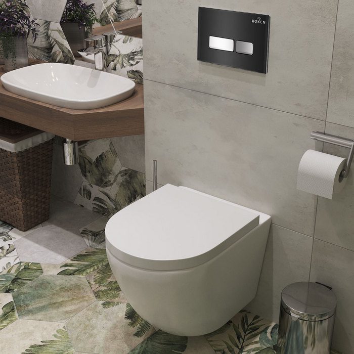 Комплект инсталляции Roxen StounFix Dual Fresh с унитазом Antares 530185-02 и кнопкой Glass (чёрная), 643669 — изображение 3