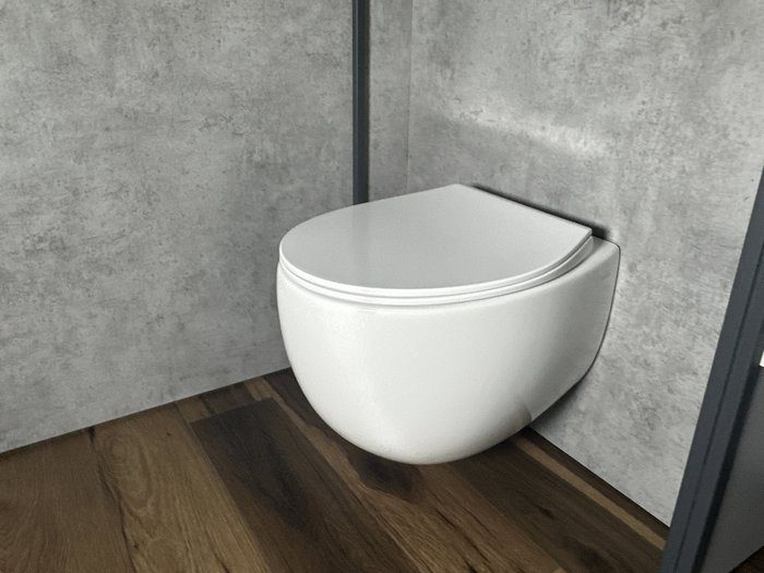 Комплект инсталляции Roxen StounFix Dual Fresh с унитазом EGG и кнопкой Caspia (серый бетон/матовая), 966842 — изображение 4