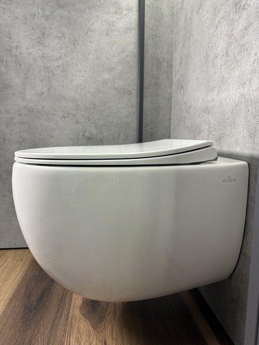 Комплект инсталляции Roxen StounFix Dual Fresh с унитазом EGG и кнопкой Caspia (серый бетон/матовая), 966842 — изображение 3