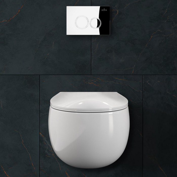 Комплект инсталляции Roxen StounFix Dual Fresh с унитазом EGG и кнопкой Santi (хром/глянец), 964032 — изображение 3