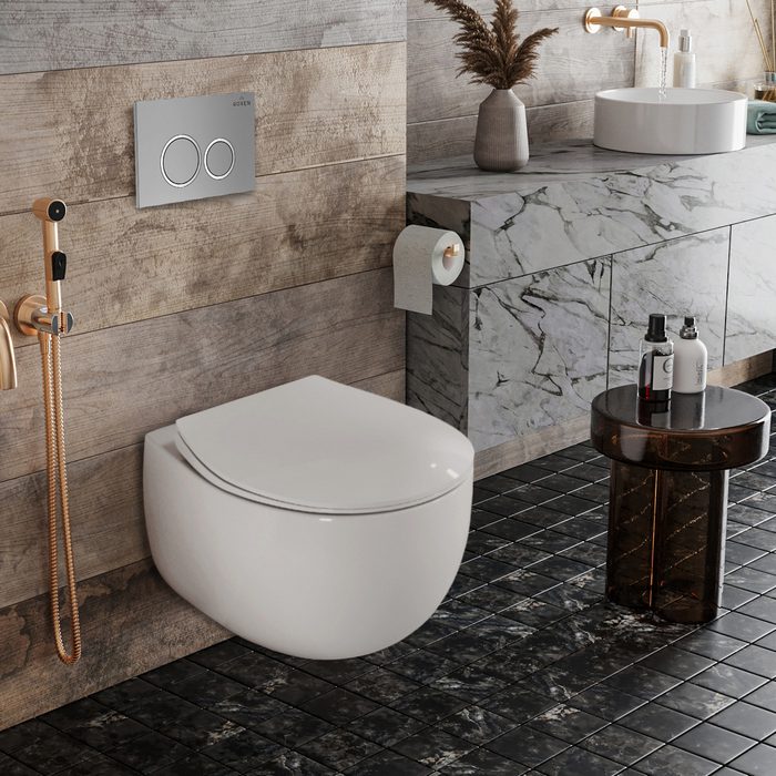 Комплект инсталляции Roxen StounFix Dual Fresh с унитазом EGG и кнопкой Santi (хром/матовая), 964076 — изображение 2