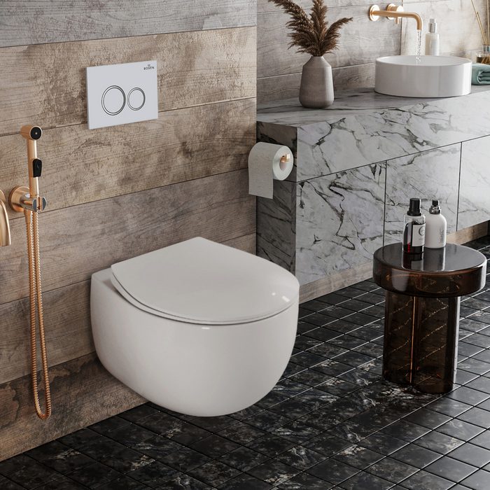 Комплект инсталляции Roxen StounFix Dual Fresh с унитазом EGG и кнопкой Santi (белая), 964008 — изображение 2