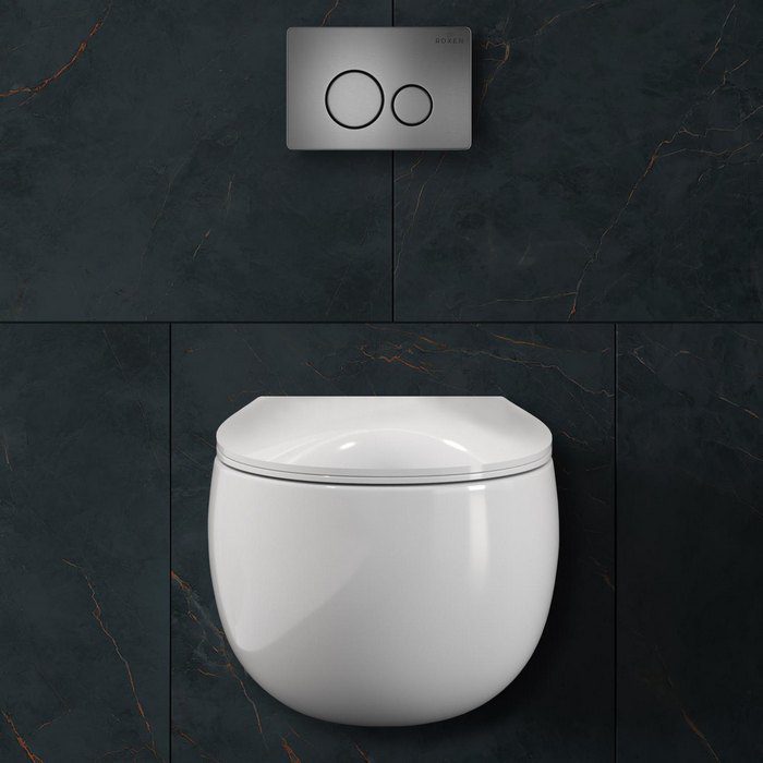 Комплект инсталляции Roxen StounFix Dual Fresh с унитазом EGG и кнопкой Steel (оружейная сталь), 964237 — изображение 3