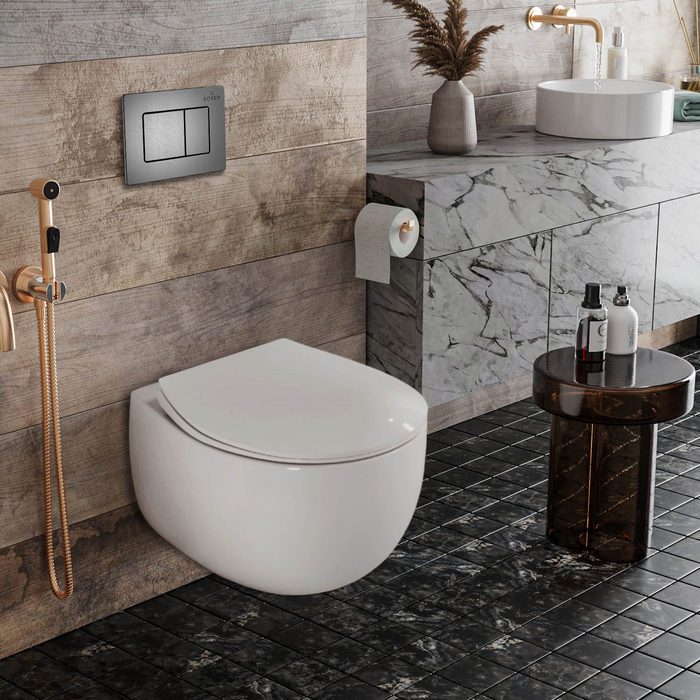 Комплект инсталляции Roxen StounFix Dual Fresh с унитазом EGG и кнопкой Steel (оружейная сталь), 964215 — изображение 2