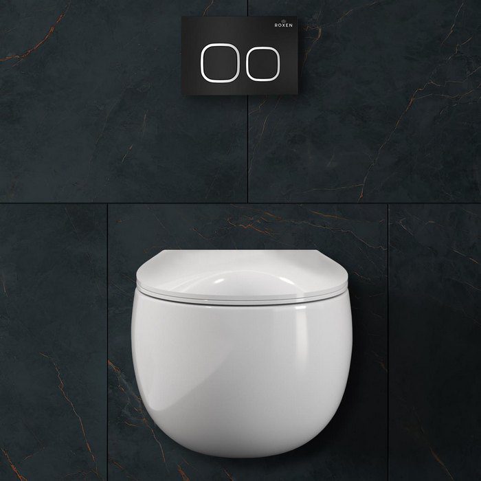 Комплект инсталляции Roxen StounFix Dual Fresh с унитазом EGG и кнопкой Santi (чёрная/матовая), 964079 — изображение 3