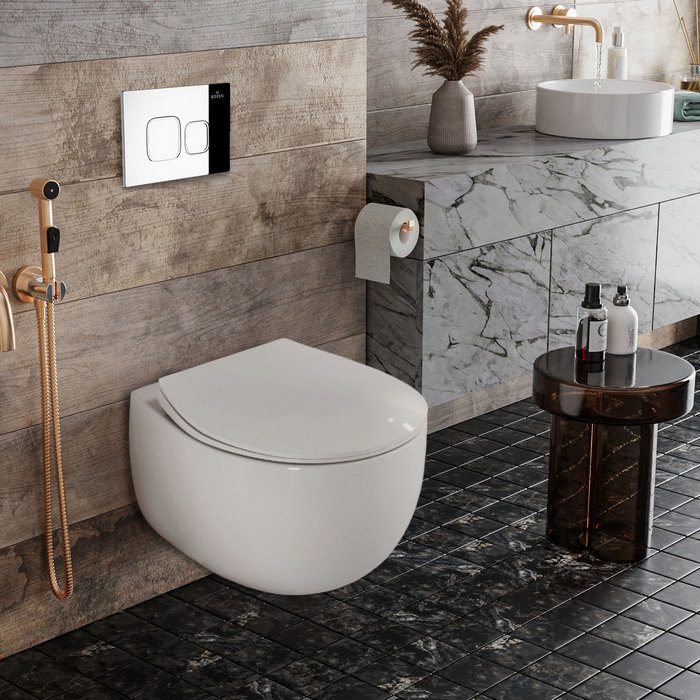 Комплект инсталляции Roxen StounFix Dual Fresh с унитазом EGG и кнопкой Santi (хром/глянец), 964100 — изображение 3