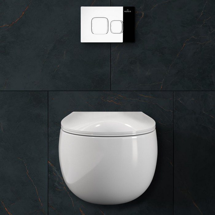 Комплект инсталляции Roxen StounFix Dual Fresh с унитазом EGG и кнопкой Santi (хром/глянец), 964100 — изображение 2