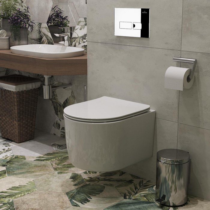 Комплект инсталляции Roxen StounFix Dual Fresh с унитазом Simple Compact и кнопкой Caspia (хром/глянец), 932469 — изображение 2