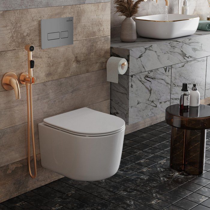 Комплект инсталляции Roxen StounFix Dual Fresh с унитазом Simple Compact и кнопкой Caspia (хром/матовая), 943570 — изображение 2