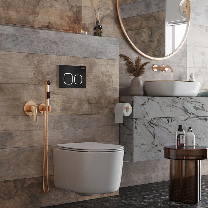 Комплект инсталляции Roxen StounFix Dual Fresh с унитазом Simple Compact и кнопкой Santi (чёрная/матовая), 917914 — изображение 4