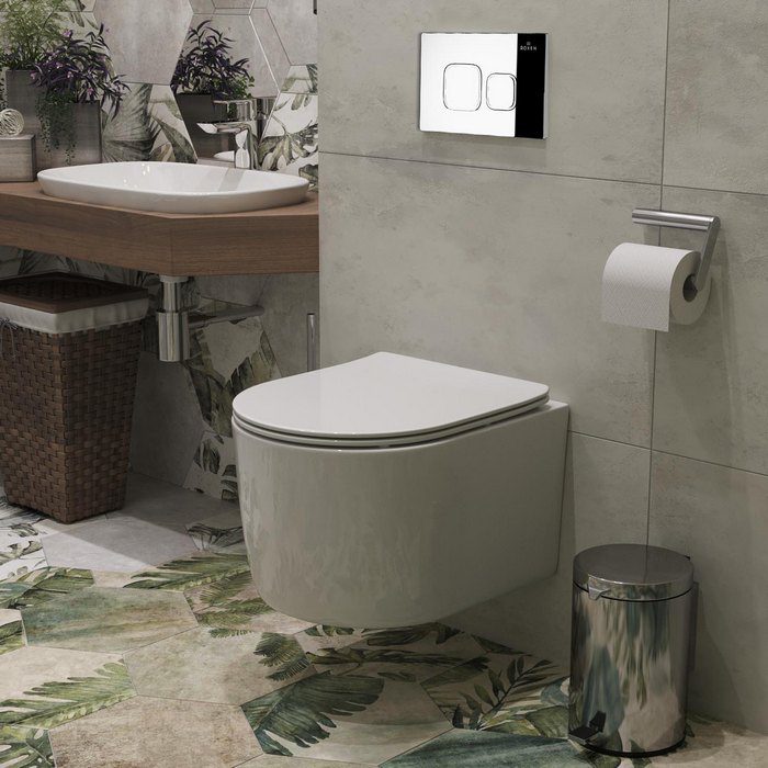 Комплект инсталляции Roxen StounFix Dual Fresh с унитазом Simple Compact и кнопкой Santi (хром/глянец), 918025 — изображение 4