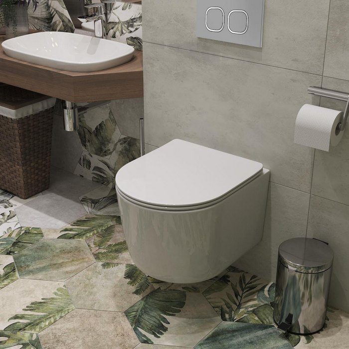 Комплект инсталляции Roxen StounFix Dual Fresh с унитазом Simple Compact и кнопкой Santi (хром/матовая), 919136 — изображение 4