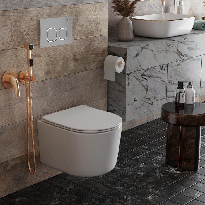 Комплект инсталляции Roxen StounFix Dual Fresh с унитазом Simple Compact и кнопкой Santi (хром/матовая), 919136 — изображение 2