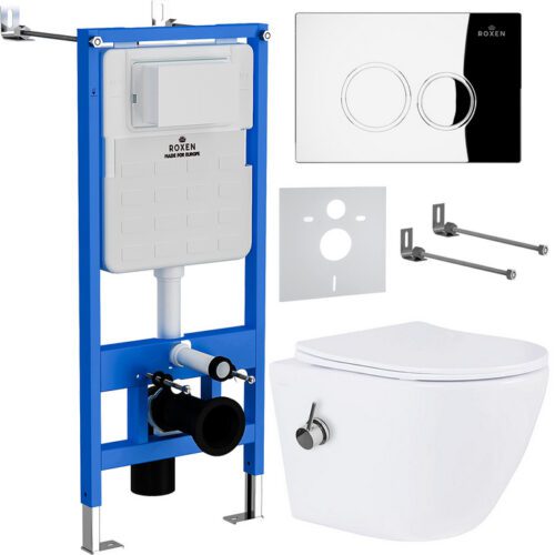 Комплект инсталляции Roxen StounFix Dual Fresh с унитазом Antares Bidet и кнопкой Santi (хром/глянец), 926249