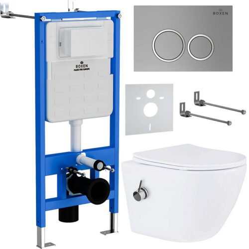 Комплект инсталляции Roxen StounFix Dual Fresh с унитазом Antares Bidet и кнопкой Santi (хром/матовая), 932494