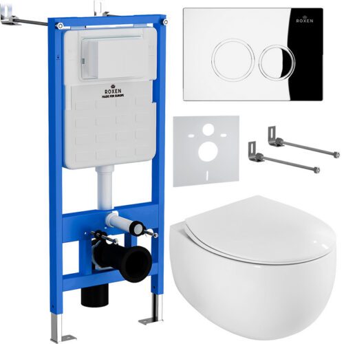 Комплект инсталляции Roxen StounFix Dual Fresh с унитазом EGG и кнопкой Santi (хром/глянец), 964032