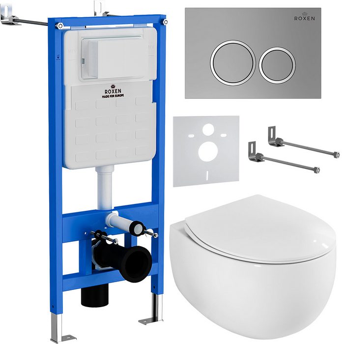 Комплект инсталляции Roxen StounFix Dual Fresh с унитазом EGG и кнопкой Santi (хром/матовая), 964076