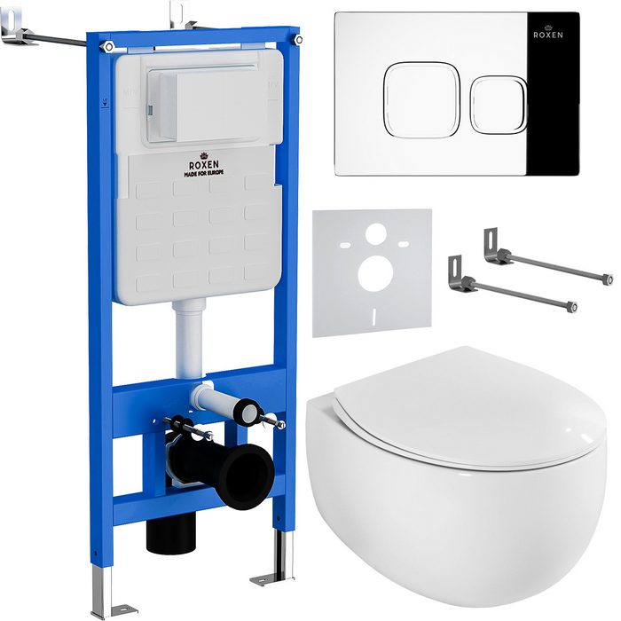 Комплект инсталляции Roxen StounFix Dual Fresh с унитазом EGG и кнопкой Santi (хром/глянец), 964100