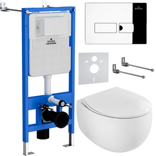 Комплект инсталляции Roxen StounFix Dual Fresh с унитазом EGG и кнопкой Caspia (хром/глянец), 964205