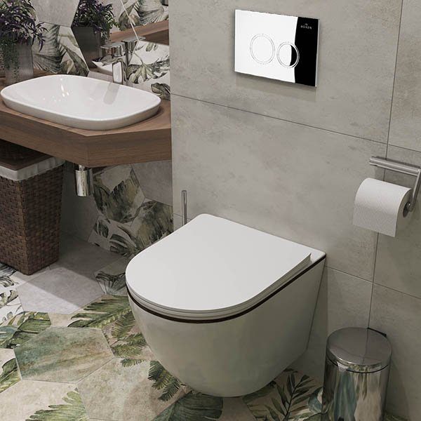 Комплект инсталляции Roxen StounFix Dual Fresh с унитазом Antares Black и кнопкой Santi (хром/глянец), 964658 — изображение 3