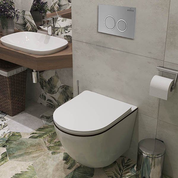 Комплект инсталляции Roxen StounFix Dual Fresh с унитазом Antares Black и кнопкой Santi (хром/матовая), 964670 — изображение 4