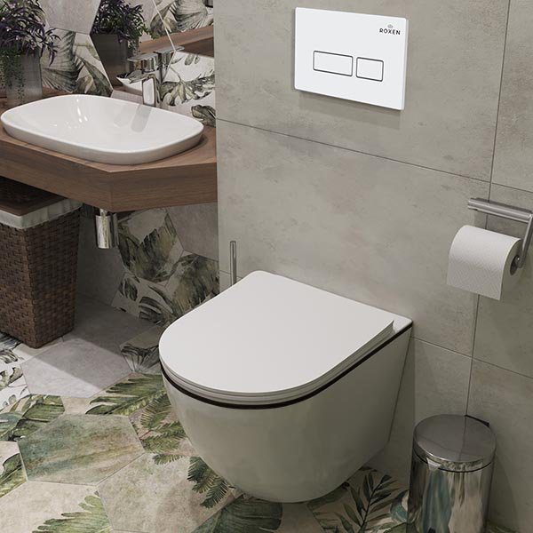 Комплект инсталляции Roxen StounFix Dual Fresh с унитазом Antares Black и кнопкой Caspia (белая), 964744 — изображение 4