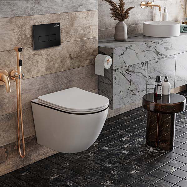 Комплект инсталляции Roxen StounFix Dual Fresh с унитазом Antares Black и кнопкой Caspia (чёрная/матовая), 964755 — изображение 3