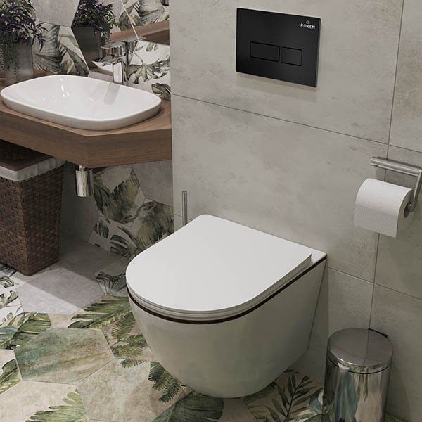 Комплект инсталляции Roxen StounFix Dual Fresh с унитазом Antares Black и кнопкой Caspia (чёрная/матовая), 964755 — изображение 2