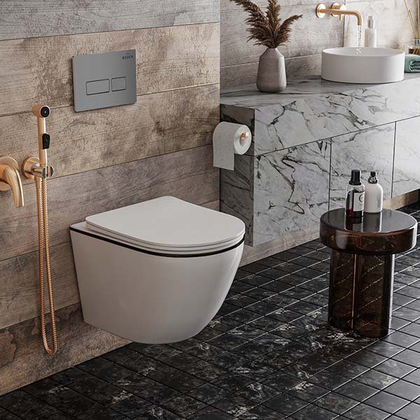 Комплект инсталляции Roxen StounFix Dual Fresh с унитазом Antares Black и кнопкой Caspia (хром/матовая), 964800 — изображение 2