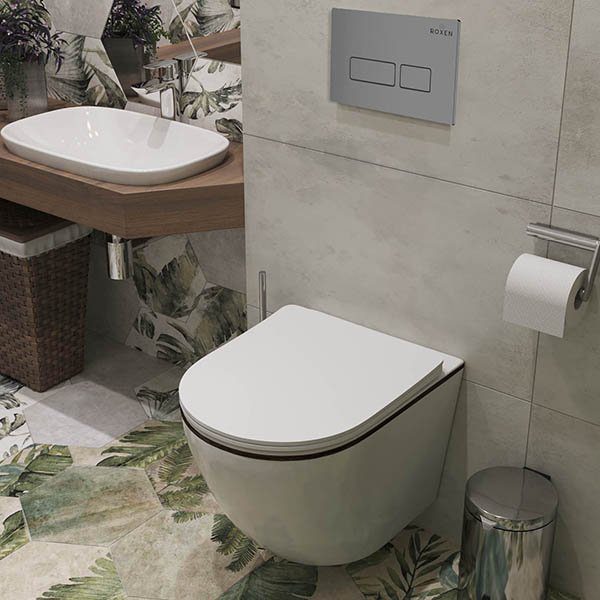 Комплект инсталляции Roxen StounFix Dual Fresh с унитазом Antares Black и кнопкой Caspia (хром/матовая), 964800 — изображение 3