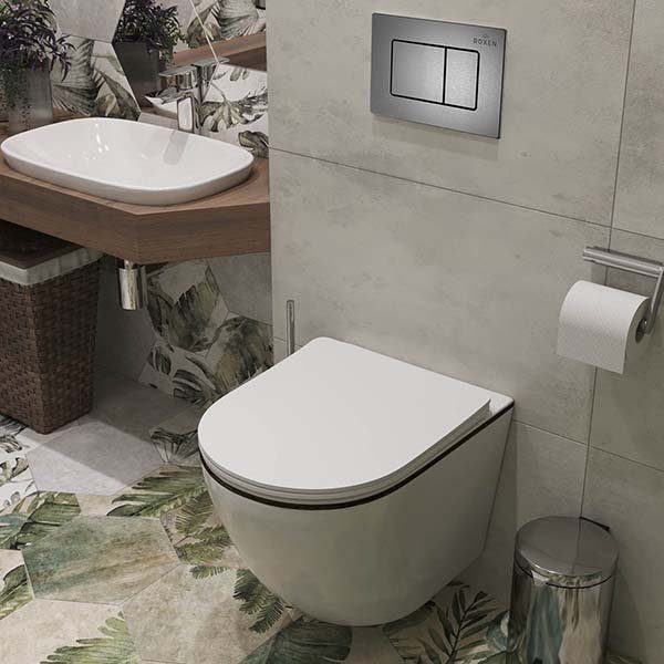 Комплект инсталляции Roxen StounFix Dual Fresh с унитазом Antares Black и кнопкой Steel (оружейная сталь), 964862 — изображение 2