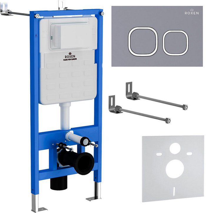 Комплект инсталляции Roxen StounFix Dual Fresh с кнопкой Caspia (серый бетон/матовая), 966326