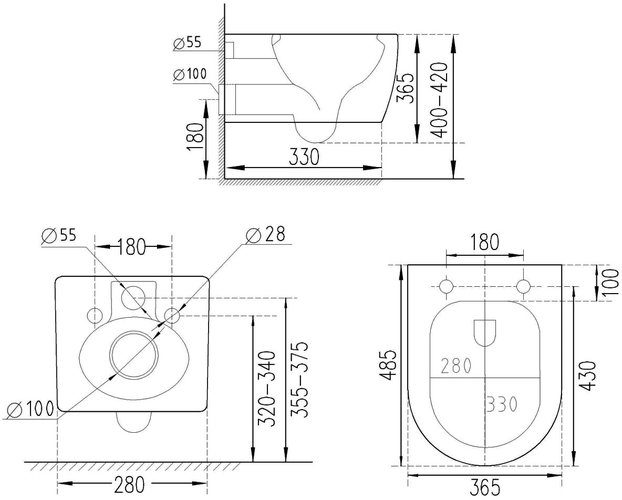Унитаз подвесной Roxen Antares Black, 530110-01B — изображение 11