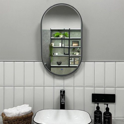 Зеркало в алюминиевой раме Roxen Grown 510200-70GM (400*700), оружейная сталь — изображение 4