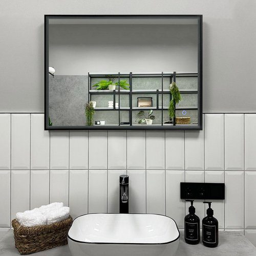 Зеркало в алюминиевой раме Roxen Sigma 510210-90B (900x700), чёрный — изображение 9