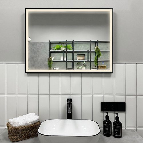 Зеркало в алюминиевой раме Roxen Sigma 510210-90B (900x700), чёрный — изображение 8