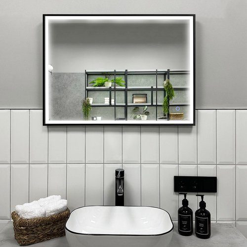 Зеркало в алюминиевой раме Roxen Sigma 510210-90B (900x700), чёрный — изображение 7