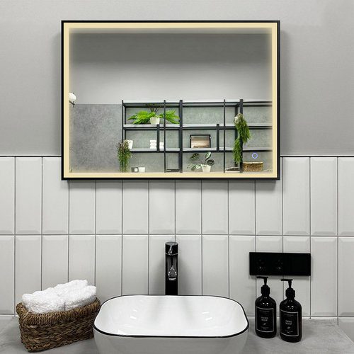 Зеркало в алюминиевой раме Roxen Sigma 510210-90B (900x700), чёрный — изображение 6