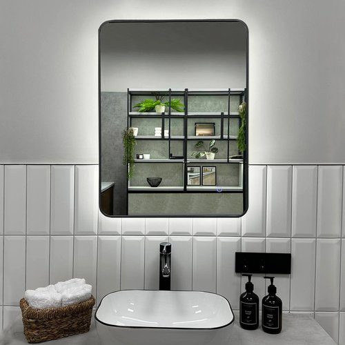 Зеркало в алюминиевой раме Roxen Simon 510205-50GM (500x700), оружейная сталь — изображение 3