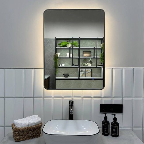 Зеркало в алюминиевой раме Roxen Simon 510205-50GM (500x700), оружейная сталь — изображение 2