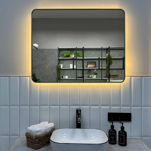 Зеркало в алюминиевой раме Roxen Simon 510205-80GM (800x700), оружейная сталь — изображение 4