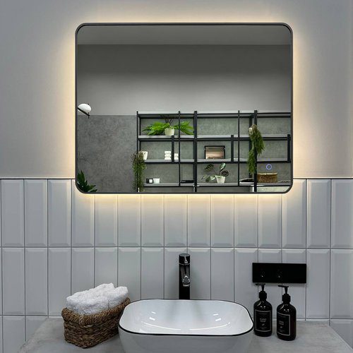 Зеркало в алюминиевой раме Roxen Simon 510205-80GM (800x700), оружейная сталь — изображение 3