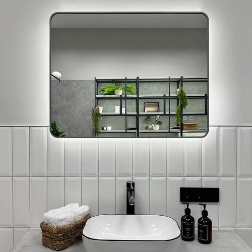 Зеркало с подогревом в алюминиевой раме Roxen Simon 510205-90AFGM (900x700), оружейная сталь — изображение 4