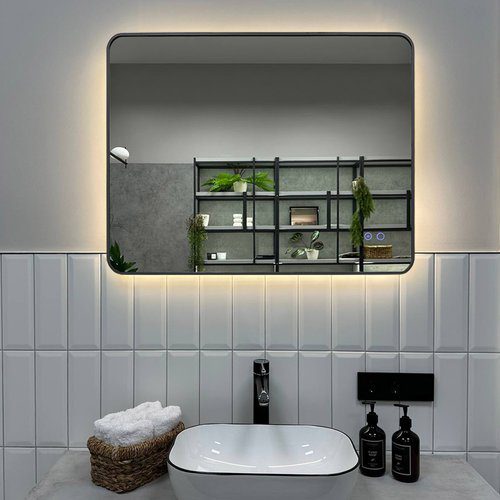 Зеркало с подогревом в алюминиевой раме Roxen Simon 510205-90AFGM (900x700), оружейная сталь — изображение 2