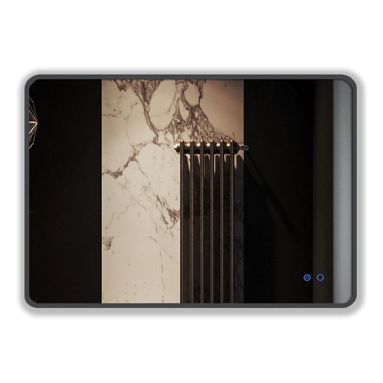 Зеркало с подогревом в алюминиевой раме Roxen Simon 510205-90AFGM (900x700), оружейная сталь