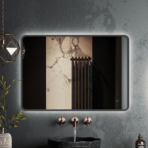 Зеркало в алюминиевой раме Roxen Simon 510205-90GM (900x700), оружейная сталь — изображение 2