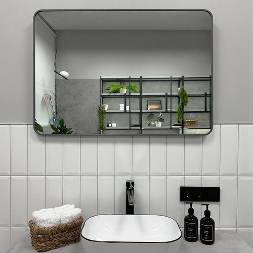 Зеркало в алюминиевой раме Roxen Simon Long 510205-120GM (1200x700), оружейная сталь — изображение 5