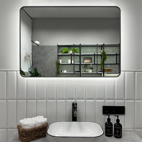 Зеркало в алюминиевой раме Roxen Simon Long 510205-120GM (1200x700), оружейная сталь — изображение 4